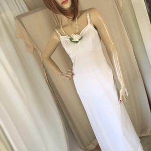Vintage 1950s 1960s White Nylon Maxi Slip Wedding Size M Komar Size 36