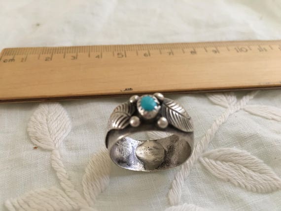 Vintage 1960s Native American Silver Feather & Tu… - image 9