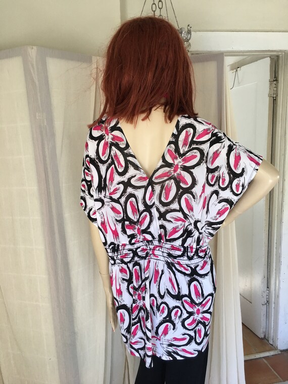 Vintage 1920s Style Vivid Tunic Top with Hot PInk… - image 9