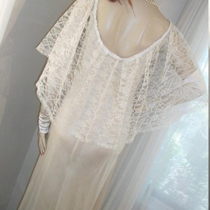Edwardian Style Off White Silk White Lace Gown Almost One Size Original Design Wedding
