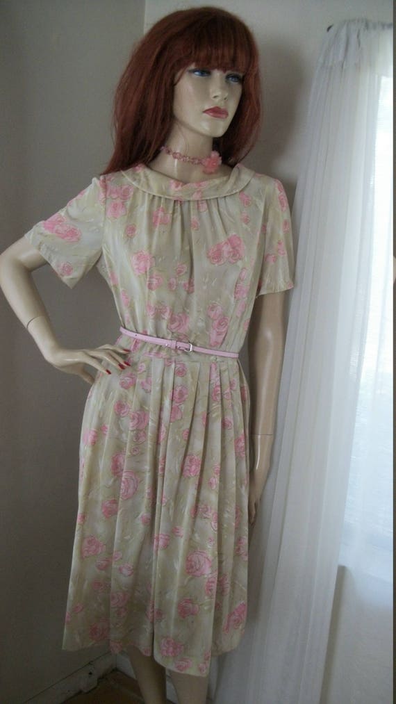 1950s 1960s Vintage Jersey Knit Day Dress Career … - image 2