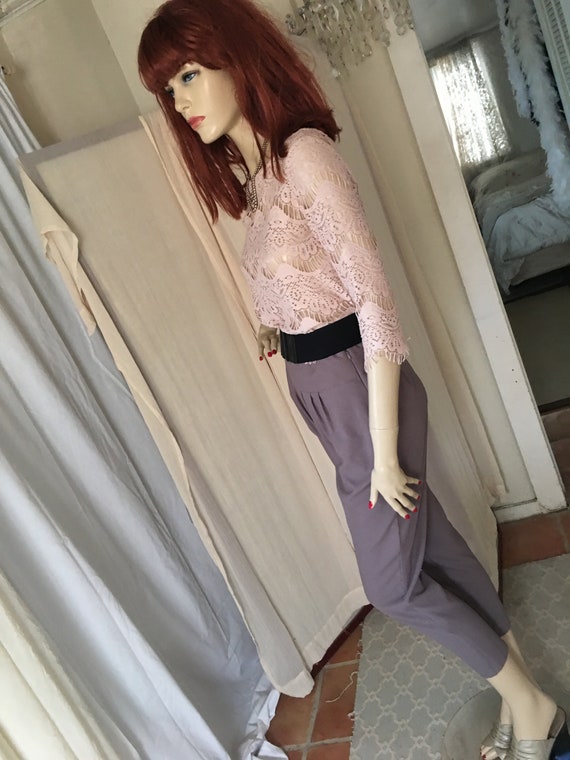 Vintage 1950s Style Taupe Crepe Cigarette Pants R… - image 7