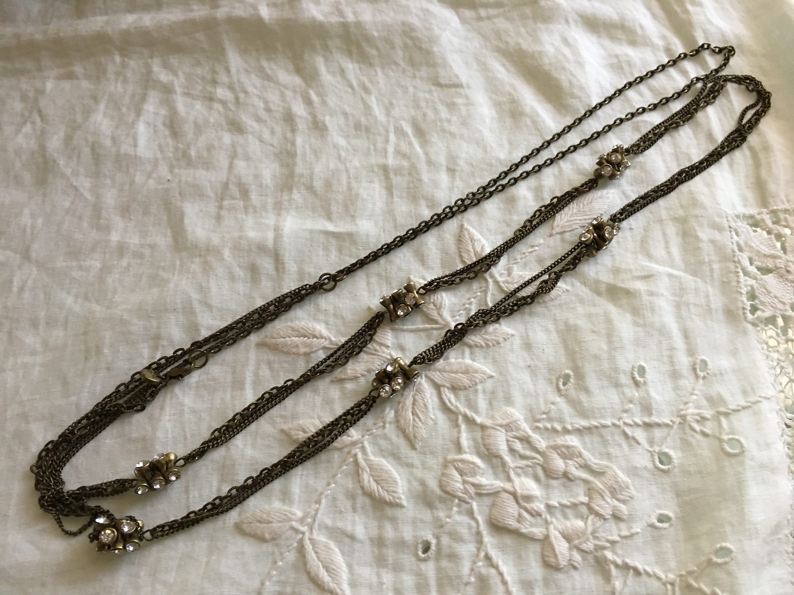 1920s Flapper Style Necklace Ann Taylor Loft Brass Chain and ...