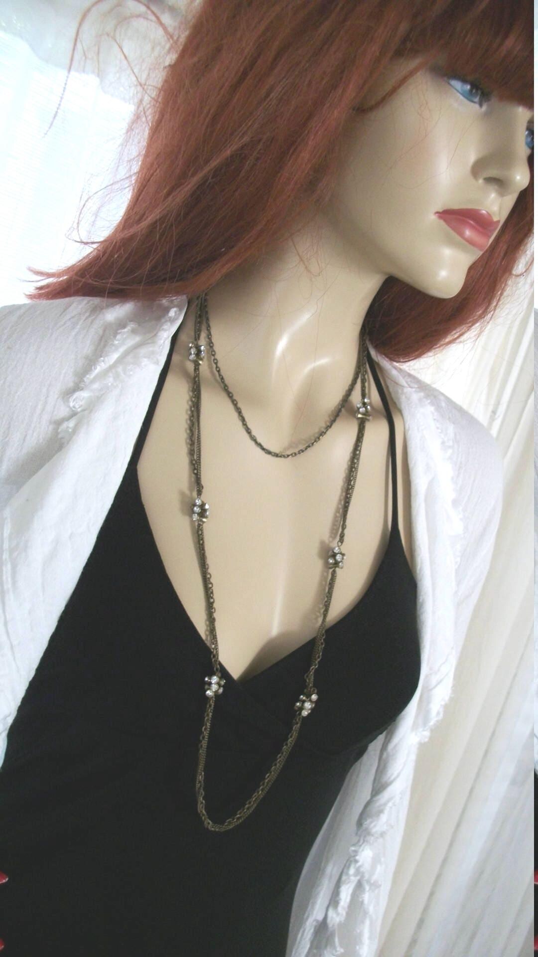 1920s Flapper Style Necklace Ann Taylor Loft Brass Chain and ...