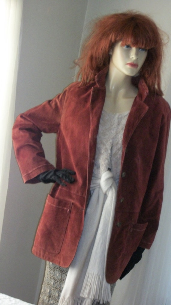 1970s Vintage Red Suede Carole Little Jacket with… - image 2