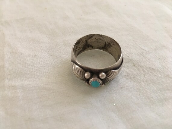 Vintage 1960s Native American Silver Feather & Tu… - image 5