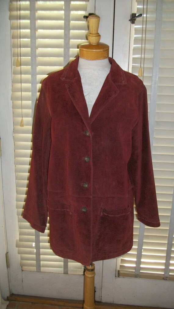 1970s Vintage Red Suede Carole Little Jacket with… - image 4