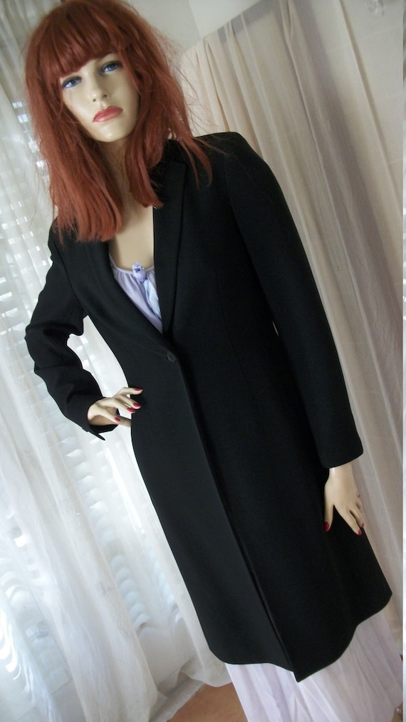 Vintage 1940s Style Black Crepe Evening Coat Ann … - image 6