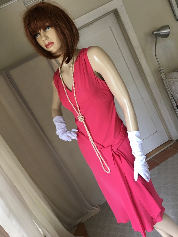 1920s Style Flapper Frock Replica Coral Red Size M