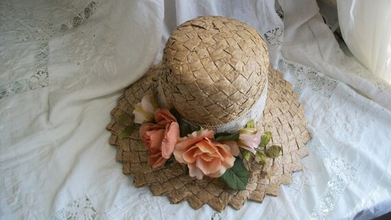 1950s Vintage Natural Straw Bucket Hat One Size F… - image 4