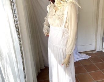 Edwardian Style Lace Jumper Dress with Top, Size S/M