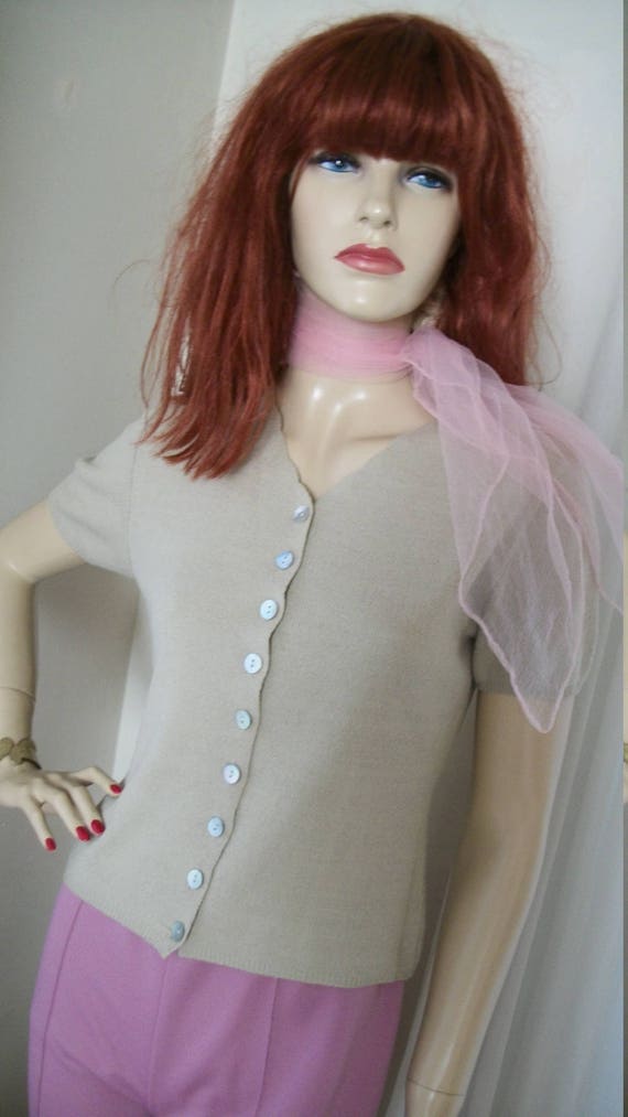 1950s Vintage Sheer Chiffon Neck Scarf Rockabilly… - image 1