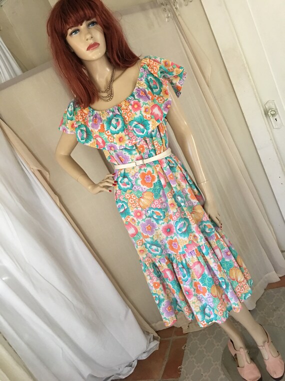 Vintage 1940s Style Floral Cotton Day Dress Rocka… - image 6