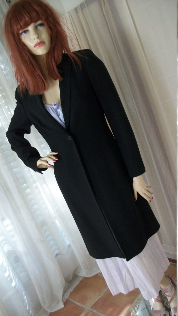 Vintage 1940s Style Black Crepe Evening Coat Ann T