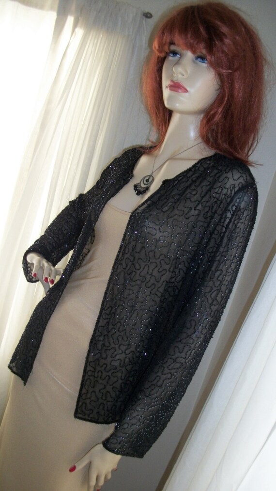 Antique 1920s 1930s Authentic Vintage Sheer Black… - image 3