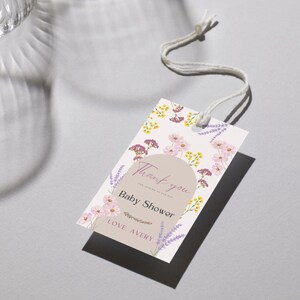 Spring Baby Shower Thank You Tags | Editable Floral Favor Tags | Printable Garden Theme Gift Tags