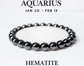 Wassermann Hämatit Armband: Sternzeichen Heilstein Geschenk