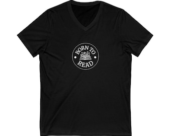 Geboren, um zu lesen V-Neck Tee: Buchliebhaber Baumwoll-Shirt