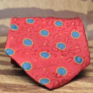 Lanvin Men’s Vintage Silk Tie Red Blue Polka Dot Paris Necktie Luxury Accessory