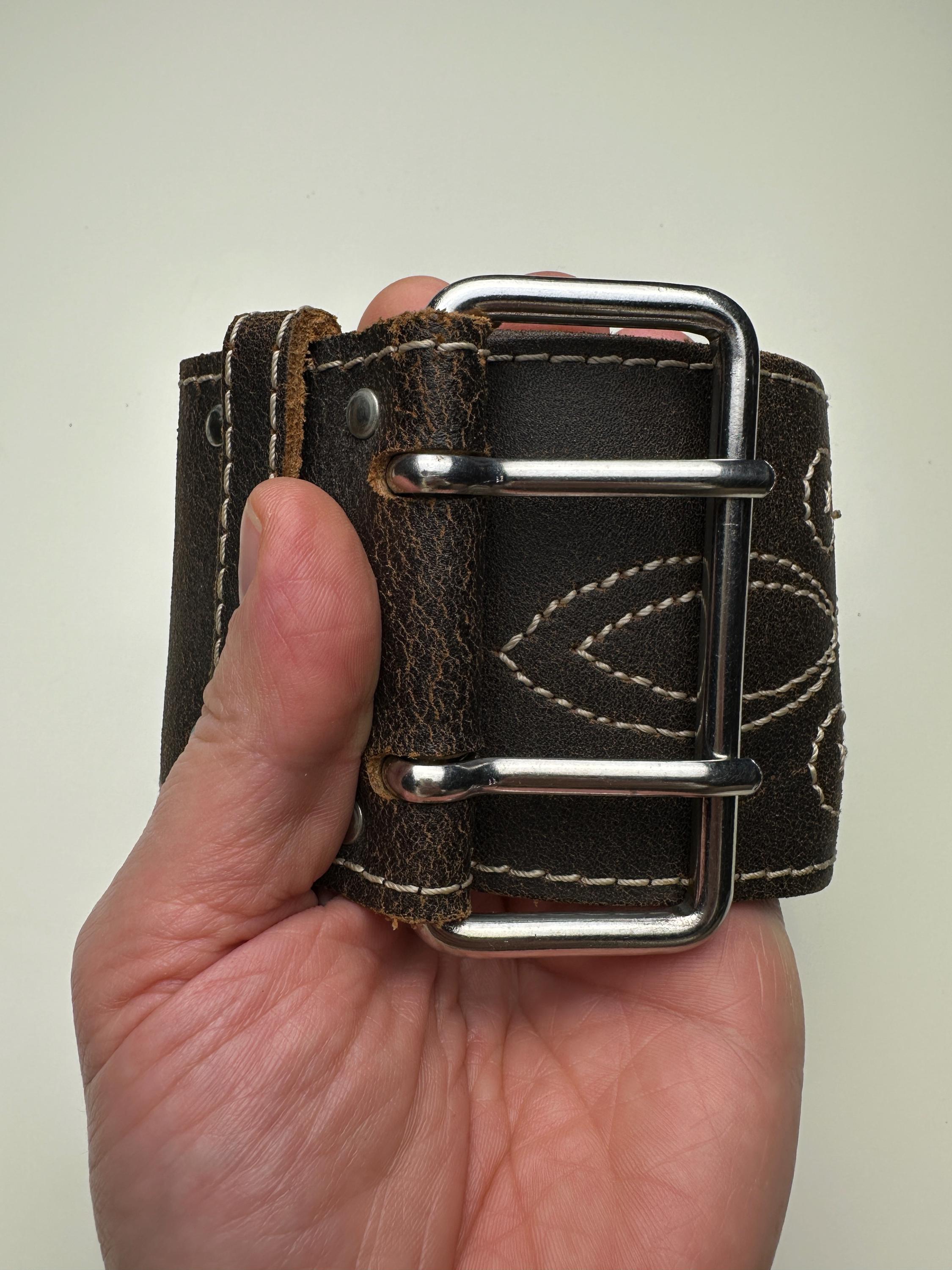 VINTAGE EDC by Esprit Leather belt Vintage ESPRIT Embossed Brown Leather Belt Made in Italy | eBay main image 4