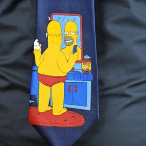 Simpsons Vintage Silk Tie Homer Blue Cartoon Necktie