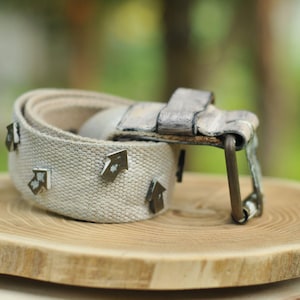 Criminal Italy Leather Belt – Dark Brown & Beige – Bold Metal Details – 45&quot; Vintage Statement