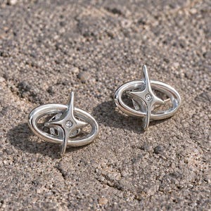 Cyber Y2K Silver Chrome Bling Gemstone Earrings, Skater Punk Stainless Steel Studs, Tarnish Proof Alternative Jewelry