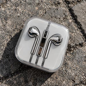 Order Now - Chrome Silver Finished Wired Earphones – Universal Fit (USB-C, Lightning, 3.5mm) Y2K Cyber Style Headset (Next Day Shipping)