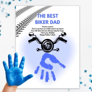 DIY Vaderdag handafdruk knutselen voor de ultieme biker-vader, 's werelds beste motor-vader sjabloon, prijs motorliefhebber, waardering stiefvader