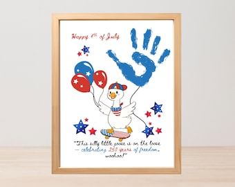 Manualidad de huellas de manos para niños del 4 de julio, 250 aniversario de EE. UU., actividad preescolar, recuerdo significativo, actividad del Día de la Independencia para niños pequeños.