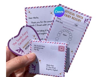 Zahnfee Brief, Zahnfee Zertifikat, Zahnfee Quittung, Zahnfee Kissen, Zahnfee bedruckbar, Zahnfee Kit, Zahnfee.