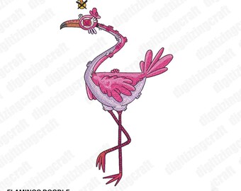 Flamingo Doodle Embroidery design file,doodle art,flamingo,brids,machine embroidery design file,doodle machine embroidery design file