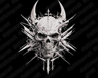 Skull Face embroidery design file,upside down cross,devil,machine embroidery design,demon head