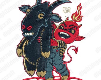 Satan Fluffy Embroidery design file,satanic,illuminati,devil goat,demonic,halloween design,scary embroidery,machine embroideyr design file
