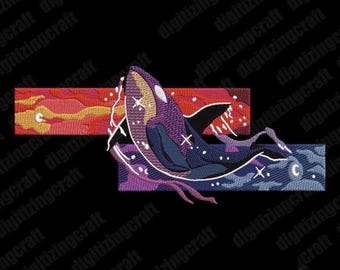 Cosmic orca embroidery design file,universe,galaxy,ocean,machine embroidery design file
