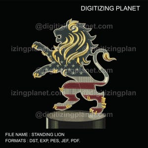 Standing Lion – 1 Files/2 sizes (Left chest and Jacket Back)