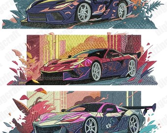 Sports Cars Embroidery design file,race cars,drift,machine embroidery design,embroidery design files,tshirt embroidery designs