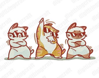 3 Katzen Stickmuster,Stickmuster,Maschinenstickerei Stickdatei