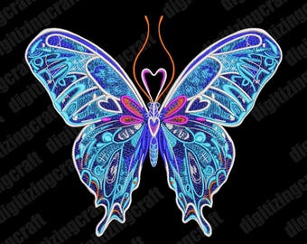 Glowing Butterfly Embroidery design file,Butterfly embroidery