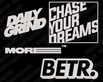 Dreamer embroidery design file,more,grind,daily grind,hustle,chase your dream,motivation,embroidery font