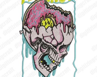 Feelings,dripping skull,acid,high,donut,embroidery design file,machine embroidery design