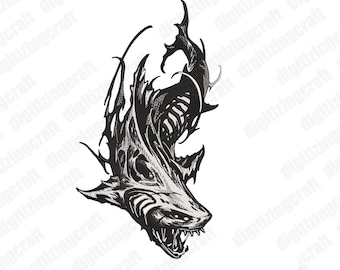 Megalodon,Shark Embroidery Design file,Shark Tank,beast,shark,zombie shark,sharks,anime embroidery design