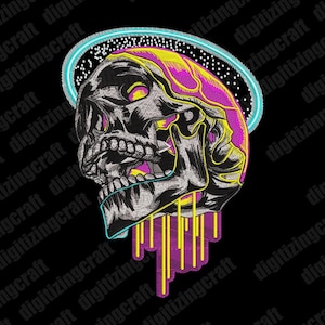 Dripping skull embroidery design file