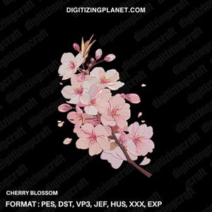 桜の刺繍デザインファイル、日本の刺繍デザイン、アニメの花、アニメの刺繍