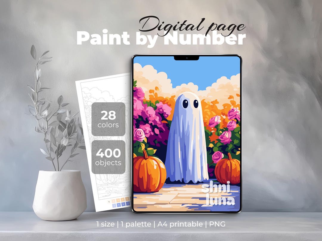 Cute Ghost Paint by Number | Digital Coloring Page for iPad & Procreate ...