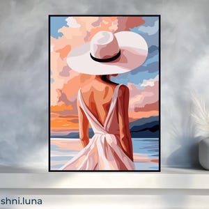Dibujo para colorear "Mujer y mar", pintura digital por números para adultos, lámina detallada para imprimir, ideal para colorear con Procreate en iPad. imagen 8
