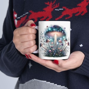 Magic Mushroom Mug, Trippy Psychedelic Coffee Cup, Unique Ceramic Tea Mug, Hippie Gift, Kitchen Decor