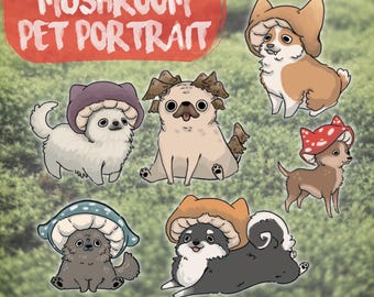 Mushroom Digital Pet Portraits