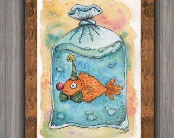 20% Off - Clown Fish - Original Art- 7"x10"