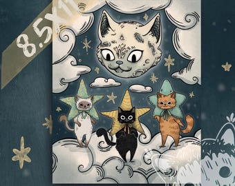 Celestial Cats - 8.5x11"